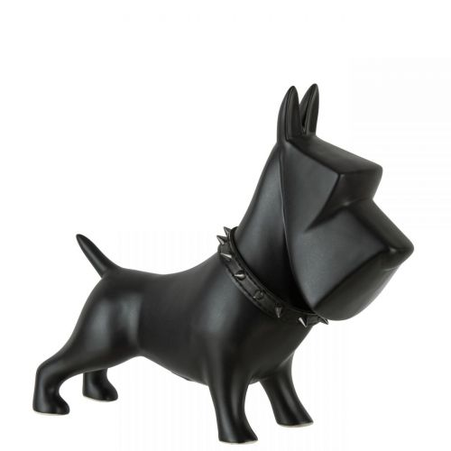 Hund Keramik Schwarz mit Stachelhalsband